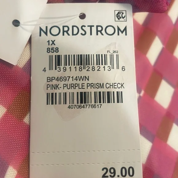 NWT Pink/Purple Prism Check BP Mini Skirt, size 1X - Picture 5 of 5
